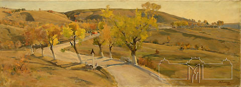 Petric Mihail, 1923-2005, Drum spre Codru, 1959, ulei, pânză, 70 x 193