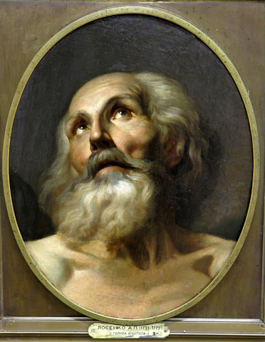 A. P. Losenko (1737-1773). Capul apostolului Andrei. Ulei, pânză, 47 x 38 cm.