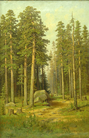I. I. Şişkin (1832-1898). Pini. Ulei, pânză, 66,5 x 44,6 cm.