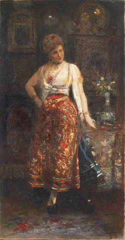 V. E. Makovskii (1846-1920). Figură de femeie, 1883. Ulei, pânză, 67,1 x 35,2 cm.