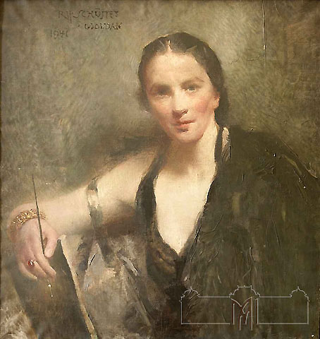 R. Shuster – Woldan (1870-1951); Germania. Portret de doamnă, 1941. Ulei, pânză, 73,3 x 68,6 cm