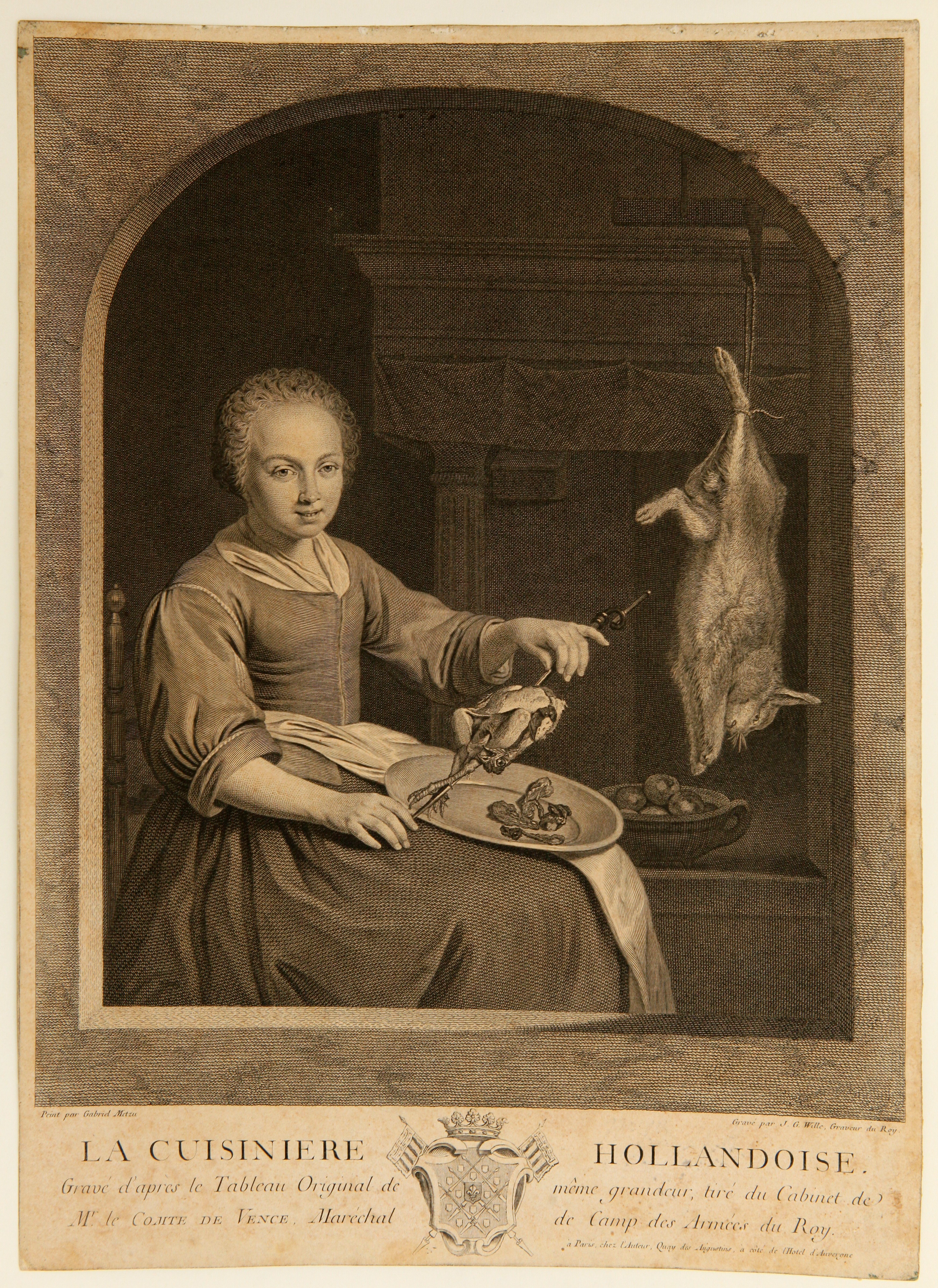 Iohann Georg Wille (1715-1808, Germania  Bucătăreasă olandeză Acvaforte, hârtie