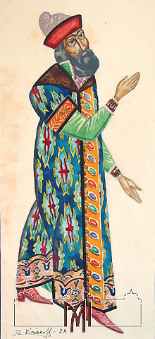 Teodor Kiriakoff (1901-58) Sketch for the costume of a boyar, 1924, watercolors, paper, 28,1x12,2cm