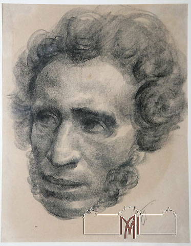 Isaac Bilenchi (1889-1950) Portretul lui A. S. Puşkin, sec. XX, hârtie, litografie, 41,0x29,5cm