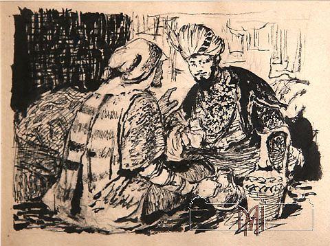 Igor Vieru (1923-88) Ilustratie la �Povestiri� de I. L. Caragiale, 1956, hartie, tus, 12,4x17,0cm