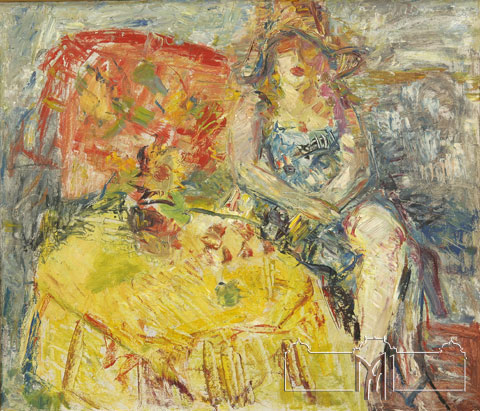Peicev Dimitrie, 1943, Domnişoara cu pălărie, 2000, ulei, carton, 84 x 98