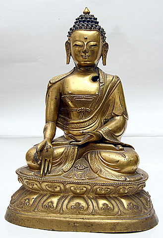 Autor anonim. Statuetă „Buddha - meditaţie”. Bronz, turnare, aurire, H-25,5 cm 