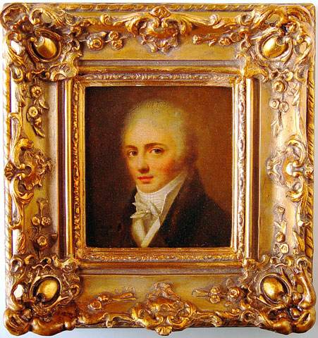 Ruhov, sec. XIX. Portretul unui necunoscut. Lemn, ulei, 12 x 11 cm